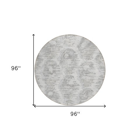 Homeroots 3' Black Charcoal And Silver Abstract Washable Area Rug For Indoor And Outdoor Spaces, Stylish Design 8' Round Polyester 586026