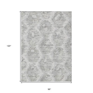 Homeroots 3' Black Charcoal And Silver Abstract Washable Area Rug For Indoor And Outdoor Spaces, Stylish Design 8' X 10' Polyester 586027