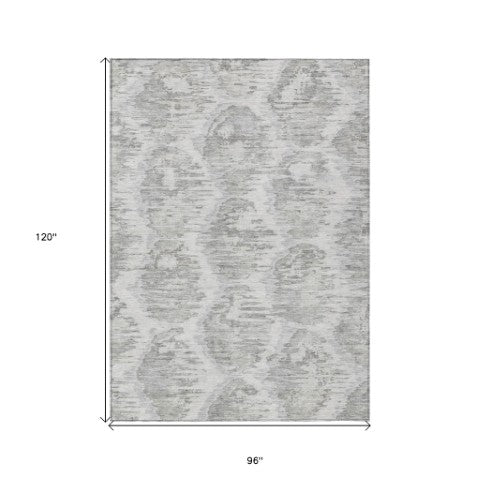 Homeroots 3' Black Charcoal And Silver Abstract Washable Area Rug For Indoor And Outdoor Spaces, Stylish Design 8' X 10' Polyester 586027