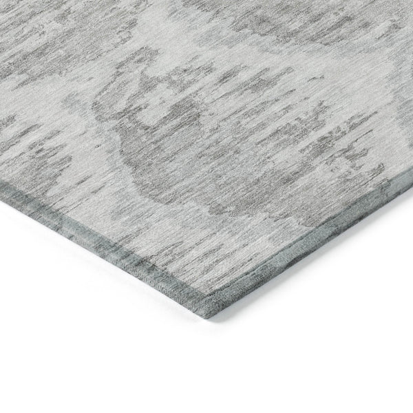 Homeroots 3' Black Charcoal And Silver Abstract Washable Area Rug For Indoor And Outdoor Spaces, Stylish Design 8' X 10' Polyester 586027