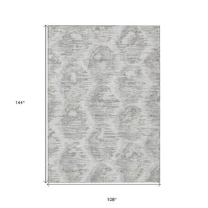 Homeroots 3' Black Charcoal And Silver Abstract Washable Area Rug For Indoor And Outdoor Spaces, Stylish Design 9' X 12' Polyester 586028
