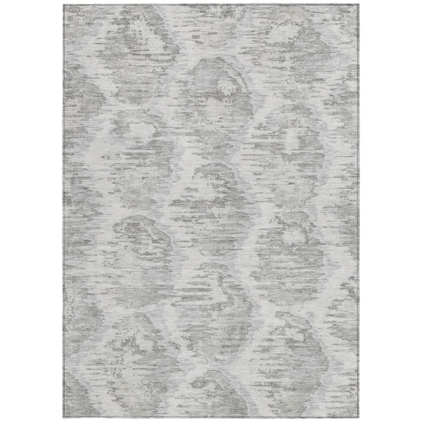 Homeroots 3' Black Charcoal And Silver Abstract Washable Area Rug For Indoor And Outdoor Spaces, Stylish Design 9' X 12' Polyester 586028