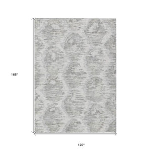 Homeroots 3' Black Charcoal And Silver Abstract Washable Area Rug For Indoor And Outdoor Spaces, Stylish Design 10' X 14' Polyester 586029