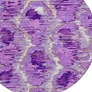 Homeroots 3' Black Charcoal And Silver Abstract Washable Area Rug For Indoor And Outdoor Spaces, Stylish Design 8' Round Polyester 586032