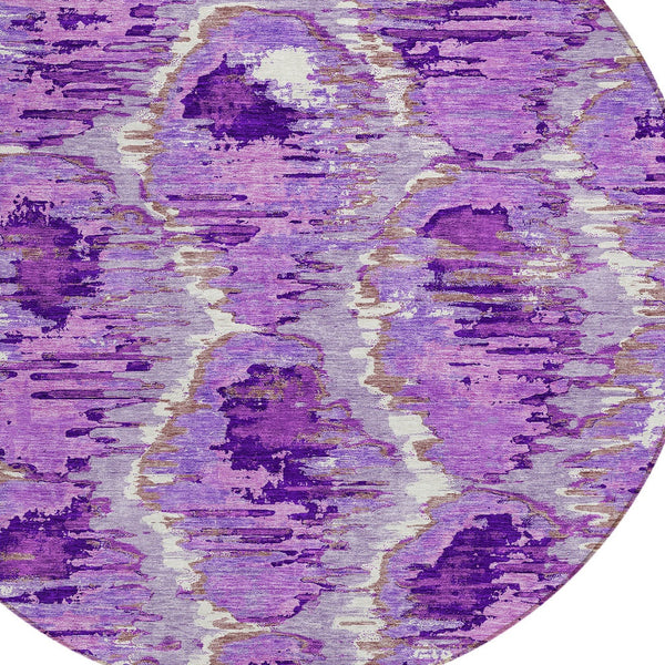 Homeroots 3' Black Charcoal And Silver Abstract Washable Area Rug For Indoor And Outdoor Spaces, Stylish Design 8' Round Polyester 586032