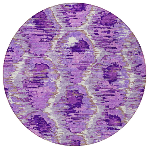 Homeroots 3' Black Charcoal And Silver Abstract Washable Area Rug For Indoor And Outdoor Spaces, Stylish Design 8' Round Polyester 586032