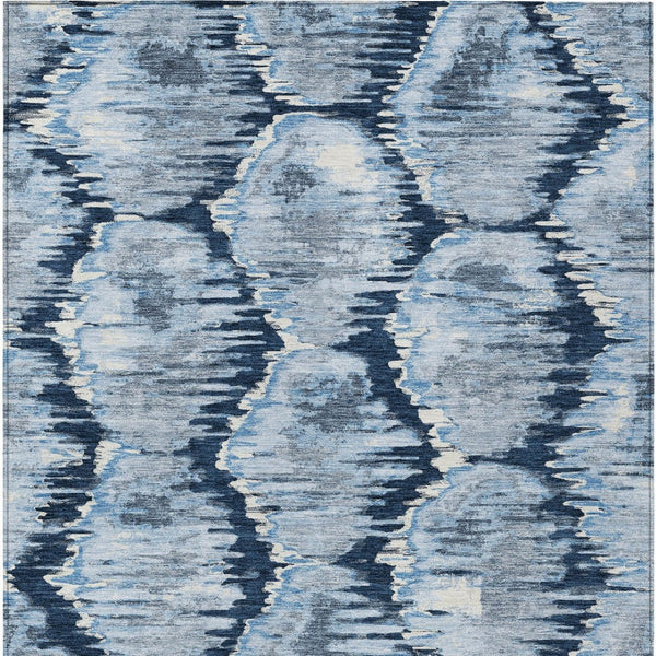 Homeroots 3' Black Charcoal And Silver Abstract Washable Area Rug For Indoor And Outdoor Spaces, Stylish Design 5' X 8' Polyester 586037