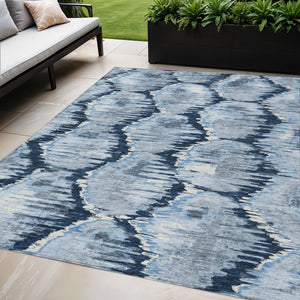 Homeroots 3' Black Charcoal And Silver Abstract Washable Area Rug For Indoor And Outdoor Spaces, Stylish Design 5' X 8' Polyester 586037