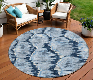 Homeroots 3' Black Charcoal And Silver Abstract Washable Area Rug For Indoor And Outdoor Spaces, Stylish Design 8' Round Polyester 586038