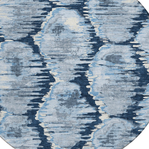 Homeroots 3' Black Charcoal And Silver Abstract Washable Area Rug For Indoor And Outdoor Spaces, Stylish Design 8' Round Polyester 586038