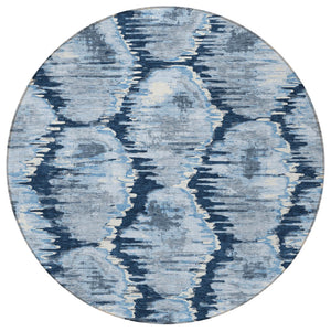 Homeroots 3' Black Charcoal And Silver Abstract Washable Area Rug For Indoor And Outdoor Spaces, Stylish Design 8' Round Polyester 586038