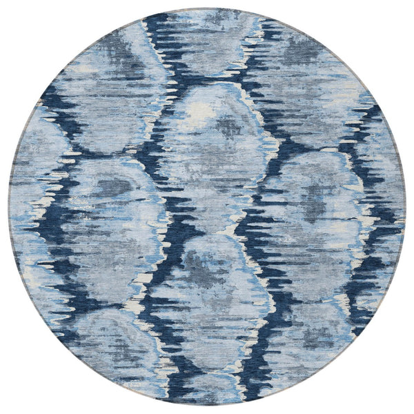 Homeroots 3' Black Charcoal And Silver Abstract Washable Area Rug For Indoor And Outdoor Spaces, Stylish Design 8' Round Polyester 586038