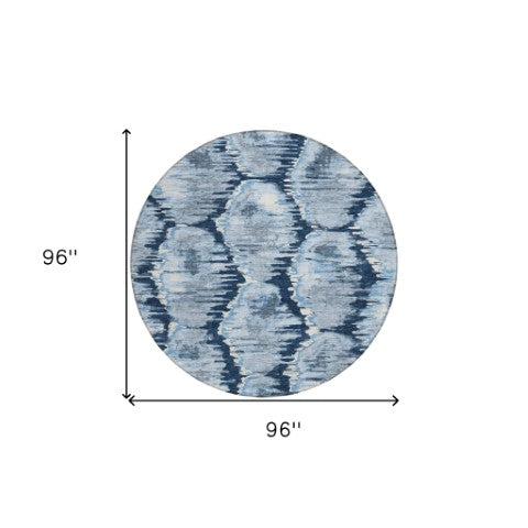 Homeroots 3' Black Charcoal And Silver Abstract Washable Area Rug For Indoor And Outdoor Spaces, Stylish Design 8' Round Polyester 586038