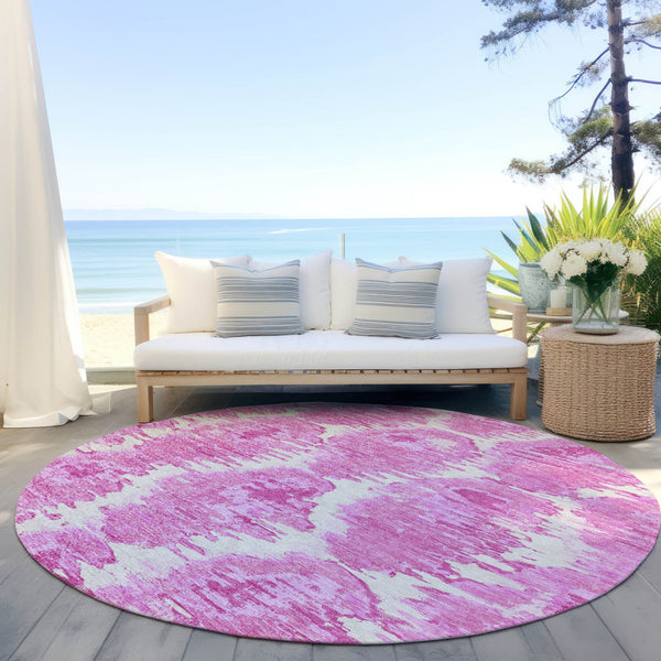 Homeroots 3' Black Charcoal And Silver Abstract Washable Area Rug For Indoor And Outdoor Spaces, Stylish Design 8' Round Polyester 586044