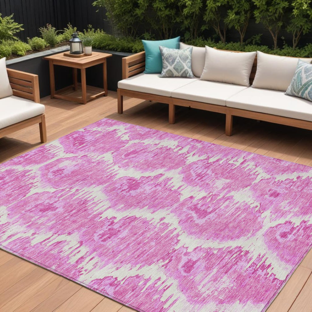 HomeRoots 9' Stylish Abstract Washable Area Rug in Pink Blush and Mauve – Perfect for Indoor or Outdoor Use 9' X 12' 586046