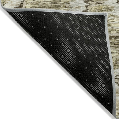 Homeroots 3' Black Charcoal And Silver Abstract Washable Area Rug For Indoor And Outdoor Spaces, Stylish Design 3' X 5' Polyester 586048