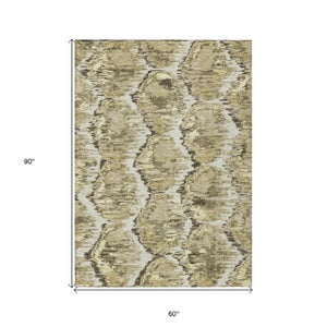 Homeroots 3' Black Charcoal And Silver Abstract Washable Area Rug For Indoor And Outdoor Spaces, Stylish Design 5' X 8' Polyester 586049