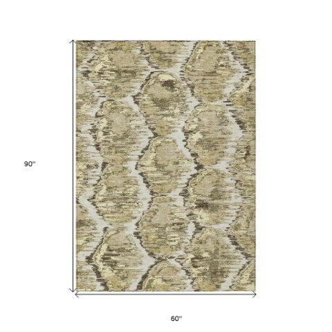 Homeroots 3' Black Charcoal And Silver Abstract Washable Area Rug For Indoor And Outdoor Spaces, Stylish Design 5' X 8' Polyester 586049