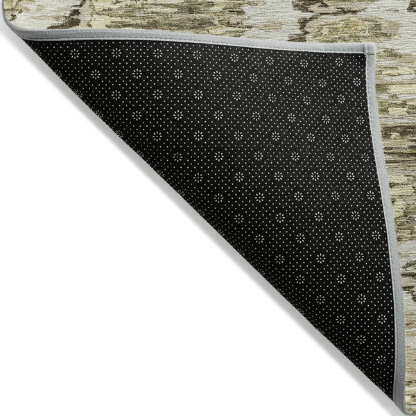 Homeroots 3' Black Charcoal And Silver Abstract Washable Area Rug For Indoor And Outdoor Spaces, Stylish Design 5' X 8' Polyester 586049