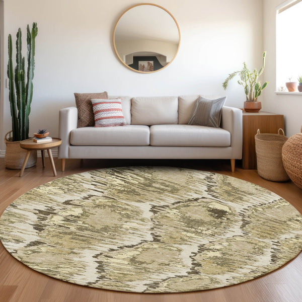 Homeroots 3' Black Charcoal And Silver Abstract Washable Area Rug For Indoor And Outdoor Spaces, Stylish Design 8' Round Polyester 586050