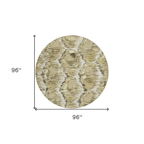 Homeroots 3' Black Charcoal And Silver Abstract Washable Area Rug For Indoor And Outdoor Spaces, Stylish Design 8' Round Polyester 586050