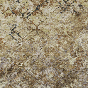 Homeroots 3' Beige Brown Copper Geometric Washable Indoor Outdoor Area Rug For Versatile Home Decor Solutions 3' X 5' Polyester 586054