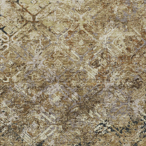 Homeroots 3' Beige Brown Copper Geometric Washable Indoor Outdoor Area Rug For Versatile Home Decor Solutions 8' X 10' Polyester 586057