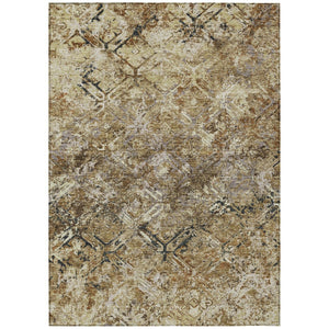 HomeRoots 5' Geometric Washable Area Rug - Stylish Beige, Brown & Copper Design for Indoor & Outdoor Use 10' X 14' 586059