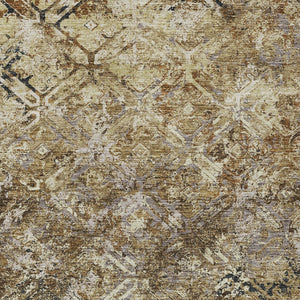 Homeroots 3' Beige Brown Copper Geometric Washable Indoor Outdoor Area Rug For Versatile Home Decor Solutions 10' X 14' Polyester 586059