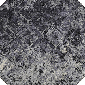 Homeroots 3' Beige Brown Copper Geometric Washable Indoor Outdoor Area Rug For Versatile Home Decor Solutions 8' Round Polyester 586062