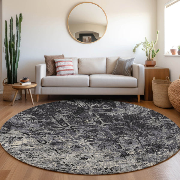 Homeroots 3' Beige Brown Copper Geometric Washable Indoor Outdoor Area Rug For Versatile Home Decor Solutions 8' Round Polyester 586062