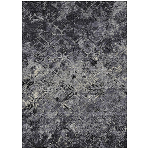 HomeRoots 5' Modern Black Gray Silver Geometric Area Rug - Washable, Durable for Indoor Outdoor Spaces 8' X 10' 586063