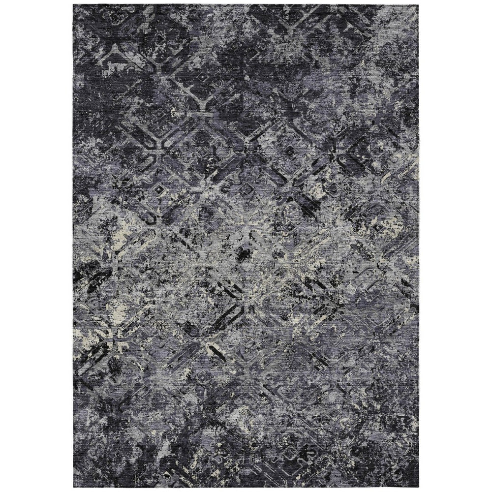 HomeRoots 9' Modern Geometric Black Gray Silver Indoor Outdoor Area Rug - Stylish, Durable & Easy to Clean 9' X 12' 586064