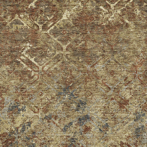 Homeroots 3' Beige Brown Copper Geometric Washable Indoor Outdoor Area Rug For Versatile Home Decor Solutions 3' X 5' Polyester 586066