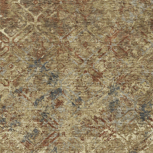 Homeroots 3' Beige Brown Copper Geometric Washable Indoor Outdoor Area Rug For Versatile Home Decor Solutions 5' X 8' Polyester 586067