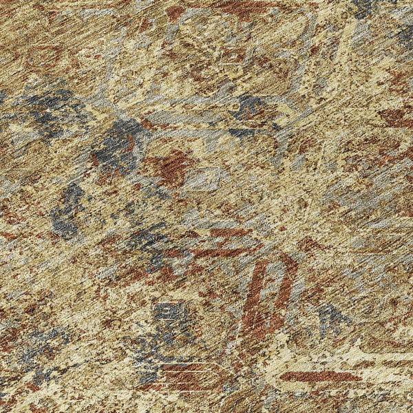 Homeroots 3' Beige Brown Copper Geometric Washable Indoor Outdoor Area Rug For Versatile Home Decor Solutions 8' Round Polyester 586068