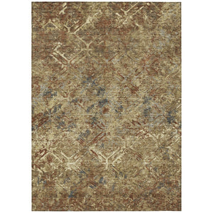 HomeRoots 9' Brown Copper Gold Geometric Area Rug - Stylish Washable Design for Indoor and Outdoor Spaces 9' X 12' 586070