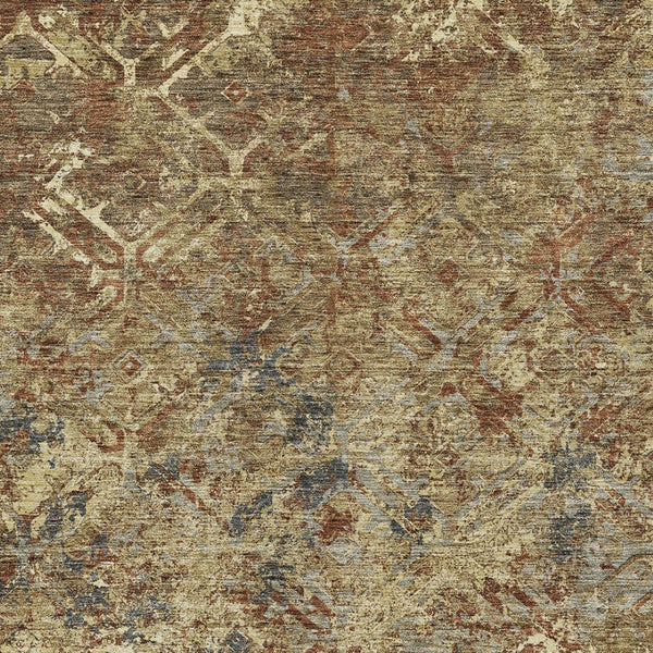 Homeroots 3' Beige Brown Copper Geometric Washable Indoor Outdoor Area Rug For Versatile Home Decor Solutions 9' X 12' Polyester 586070