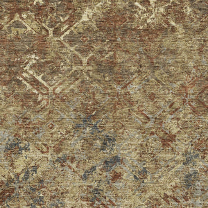 Homeroots 3' Beige Brown Copper Geometric Washable Indoor Outdoor Area Rug For Versatile Home Decor Solutions 10' X 14' Polyester 586071