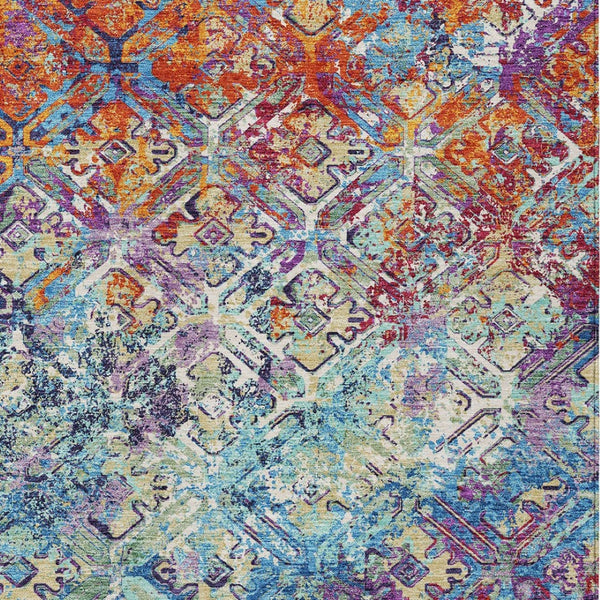 Homeroots 3' Beige Brown Copper Geometric Washable Indoor Outdoor Area Rug For Versatile Home Decor Solutions 3' X 5' Polyester 586072