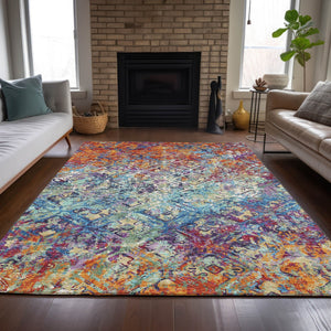 Homeroots 3' Beige Brown Copper Geometric Washable Indoor Outdoor Area Rug For Versatile Home Decor Solutions 3' X 5' Polyester 586072