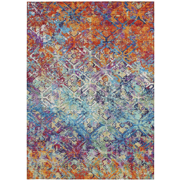 Homeroots 3' Beige Brown Copper Geometric Washable Indoor Outdoor Area Rug For Versatile Home Decor Solutions 8' X 10' Polyester 586075