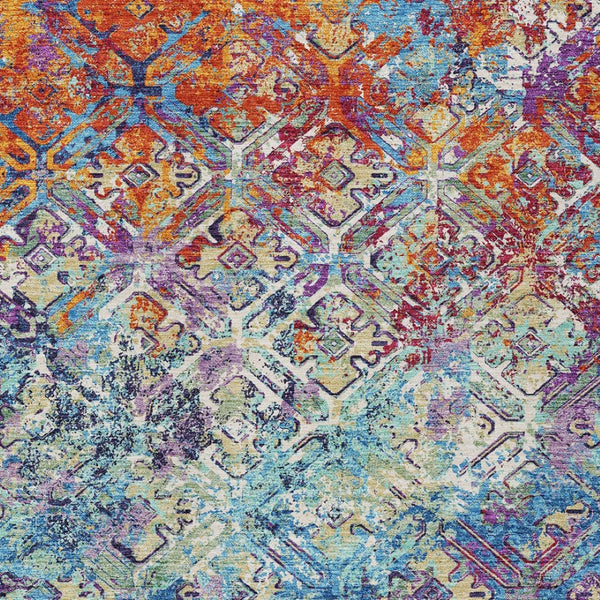 Homeroots 3' Beige Brown Copper Geometric Washable Indoor Outdoor Area Rug For Versatile Home Decor Solutions 8' X 10' Polyester 586075