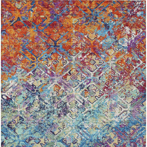 Homeroots 3' Beige Brown Copper Geometric Washable Indoor Outdoor Area Rug For Versatile Home Decor Solutions 9' X 12' Polyester 586076