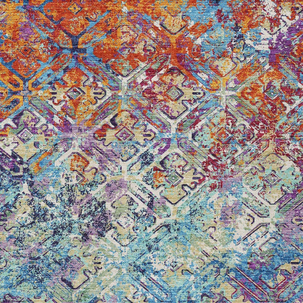 Homeroots 3' Beige Brown Copper Geometric Washable Indoor Outdoor Area Rug For Versatile Home Decor Solutions 9' X 12' Polyester 586076