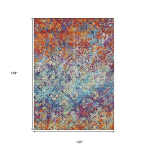 Homeroots 3' Beige Brown Copper Geometric Washable Indoor Outdoor Area Rug For Versatile Home Decor Solutions 10' X 14' Polyester 586077