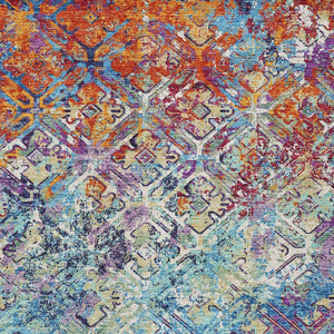 Homeroots 3' Beige Brown Copper Geometric Washable Indoor Outdoor Area Rug For Versatile Home Decor Solutions 10' X 14' Polyester 586077