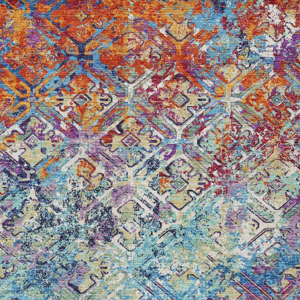 Homeroots 3' Beige Brown Copper Geometric Washable Indoor Outdoor Area Rug For Versatile Home Decor Solutions 10' X 14' Polyester 586077