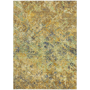 Homeroots 3' Beige Brown Copper Geometric Washable Indoor Outdoor Area Rug For Versatile Home Decor Solutions 3' X 5' Polyester 586078