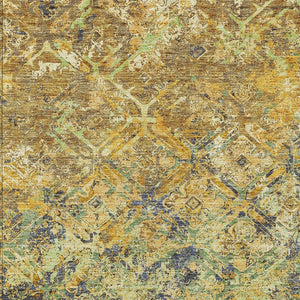 Homeroots 3' Beige Brown Copper Geometric Washable Indoor Outdoor Area Rug For Versatile Home Decor Solutions 3' X 5' Polyester 586078